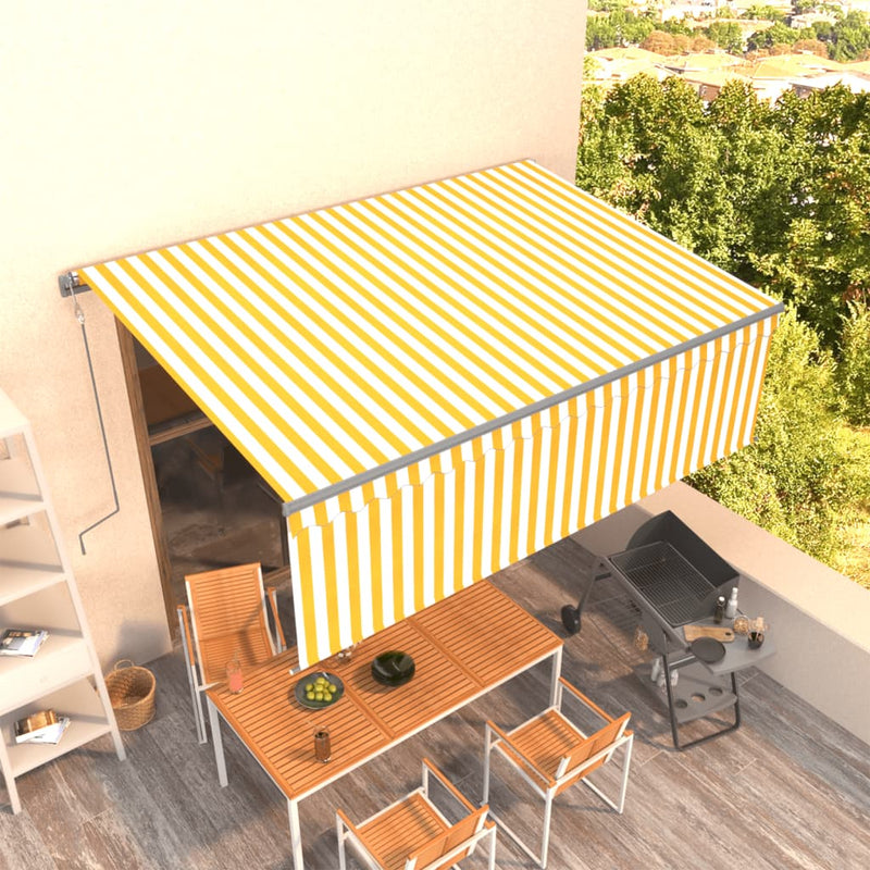 Vidaxl Luifel se puede extender automáticamente con ciego de rodillo 4.5x3 m blanco amarillo