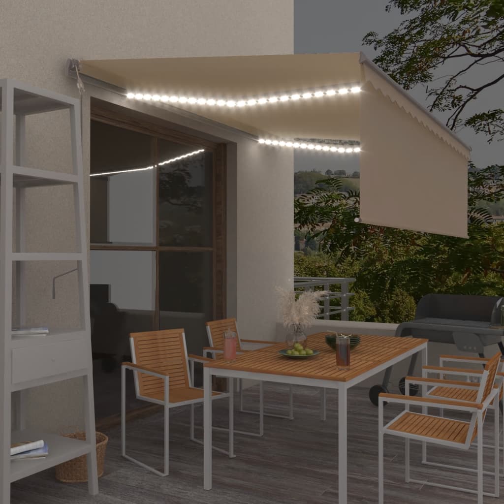 Vidaxl Luifel con crema a rullo, a LED e sensore del vento 4,5x3 m