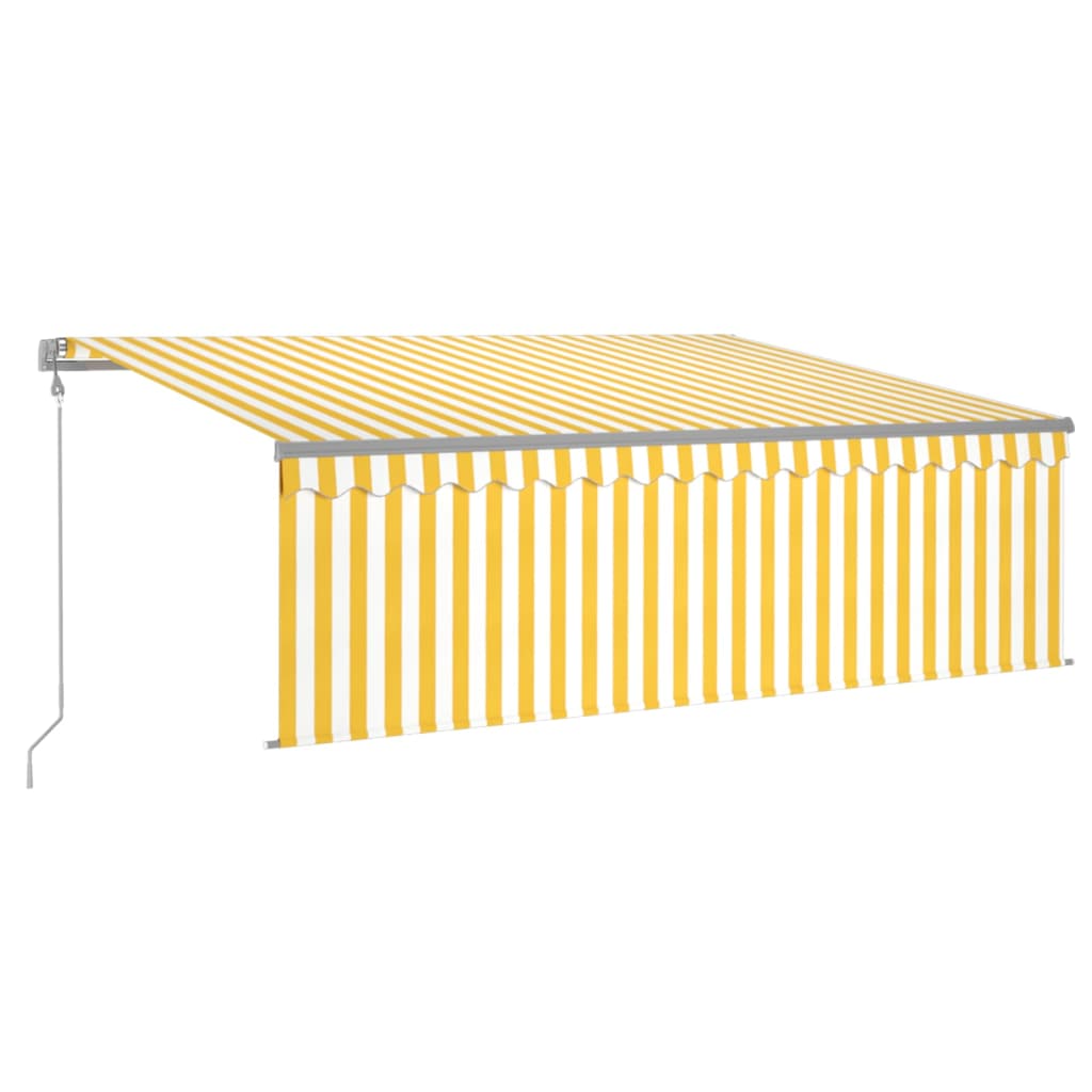 Vidaxl Luifel con ciego de rodillo, LED y sensor de viento 4.5x3 m amarillo y blanco
