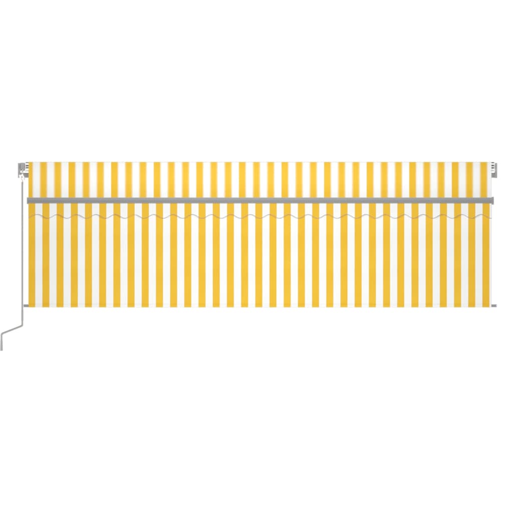 Vidaxl Luifel estesibile manualmente con il rullo cieco 5x3 m giallo e bianco