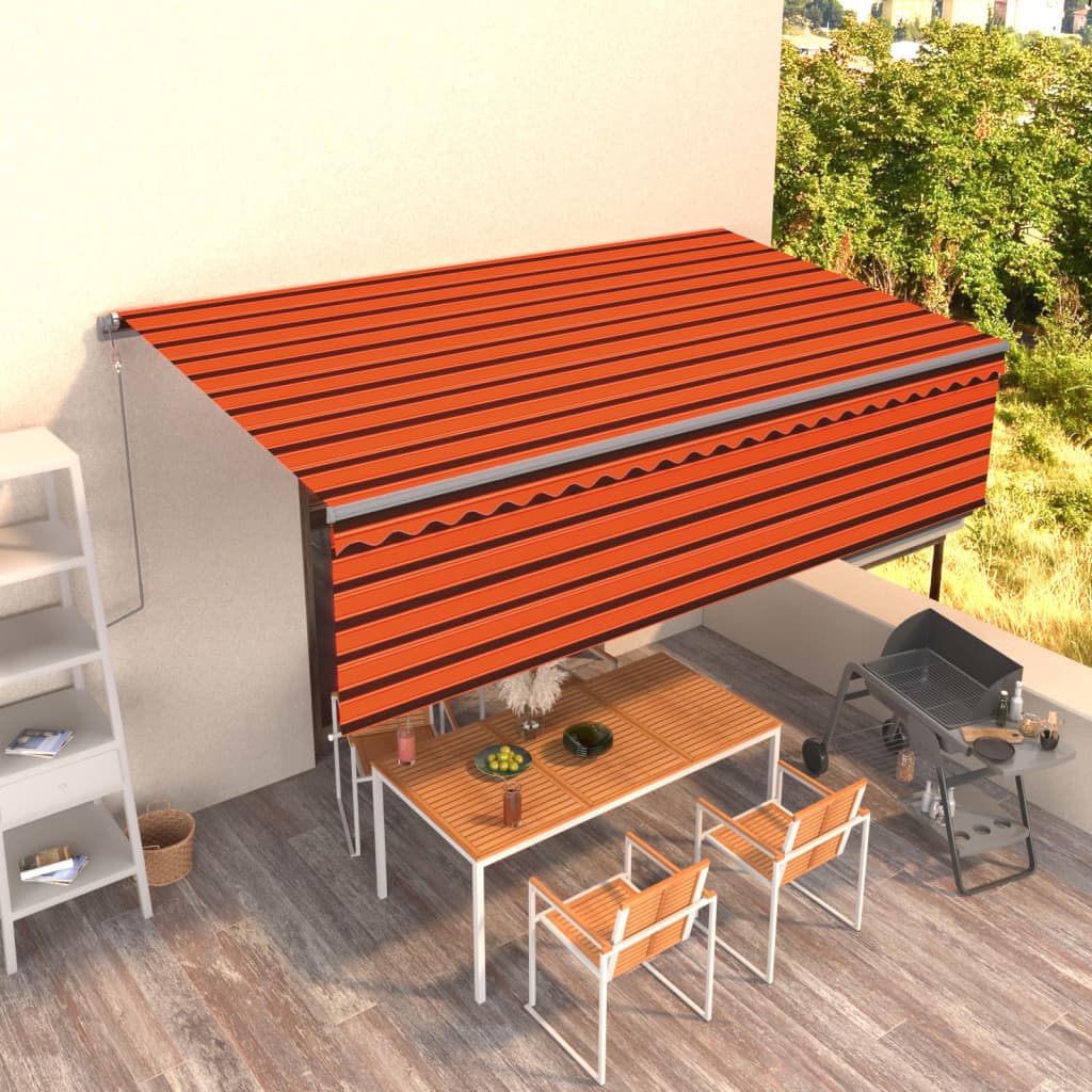 Vidaxl Luifel rullo estendibile manualmente cieco 5x3 m arancione e marrone
