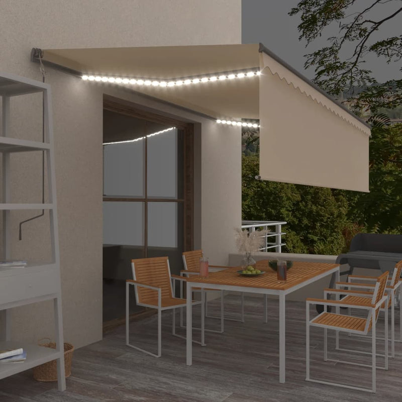 Vidaxl Luifel estensibile manualmente con la cieca a rullo e la crema a LED 5x3 m