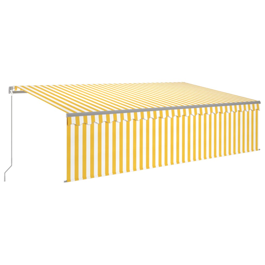 Vidaxl Luifel estensibile manualmente con LED a rullo LED 5x3 m giallo bianco