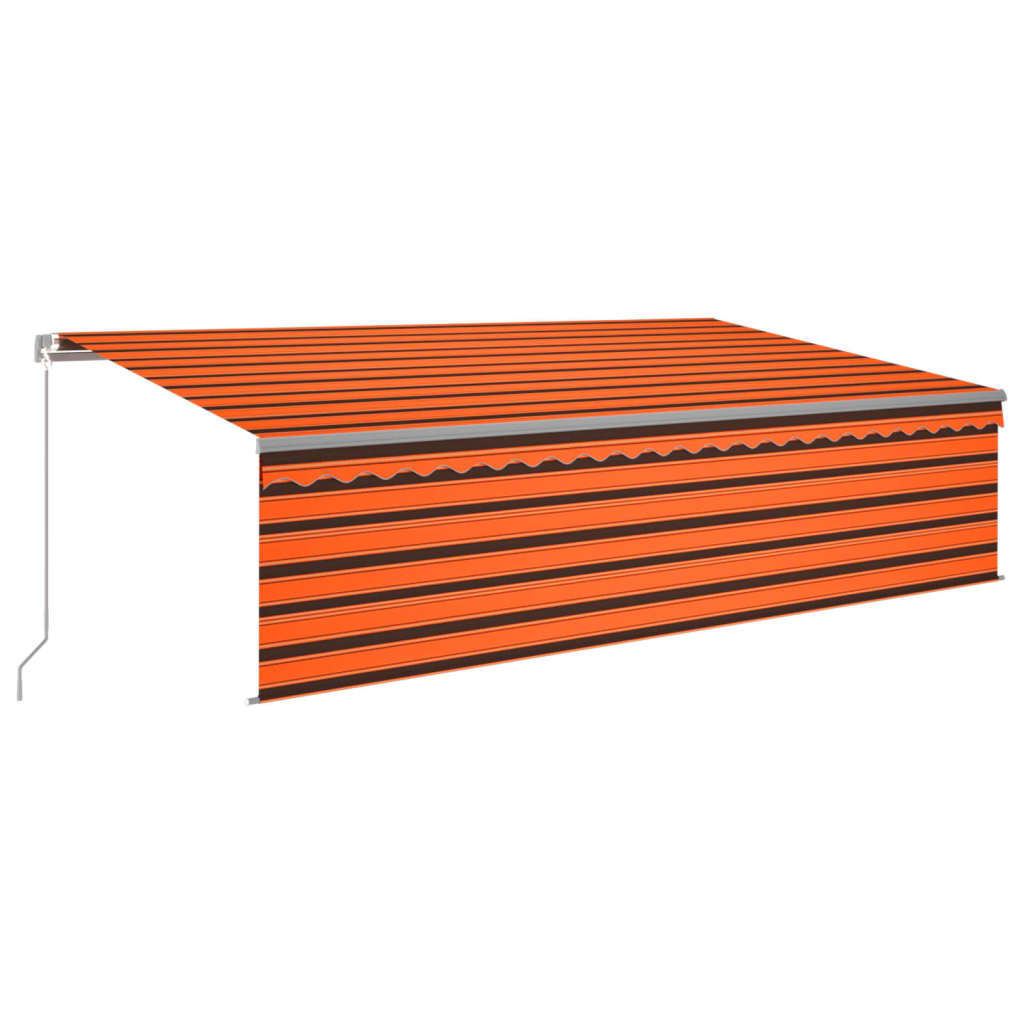 Vidaxl Luifel Manualmente LED ciego de rodillo extensible 5x3 m naranja marrón