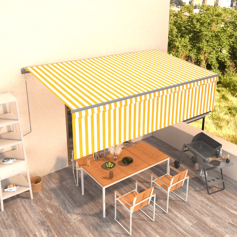 Vidaxl Luifel estendibile automaticamente con il rullo cieco 5x3 m giallo e bianco
