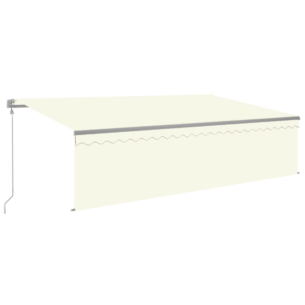 VidaXL Luifel automatisch met rolgordijn LED windsensor 5x3 m crème