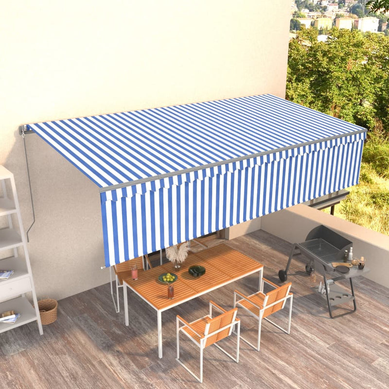 Vidaxl Luifel estendibile manualmente con il rullo cieco 6x3 m blu e bianco
