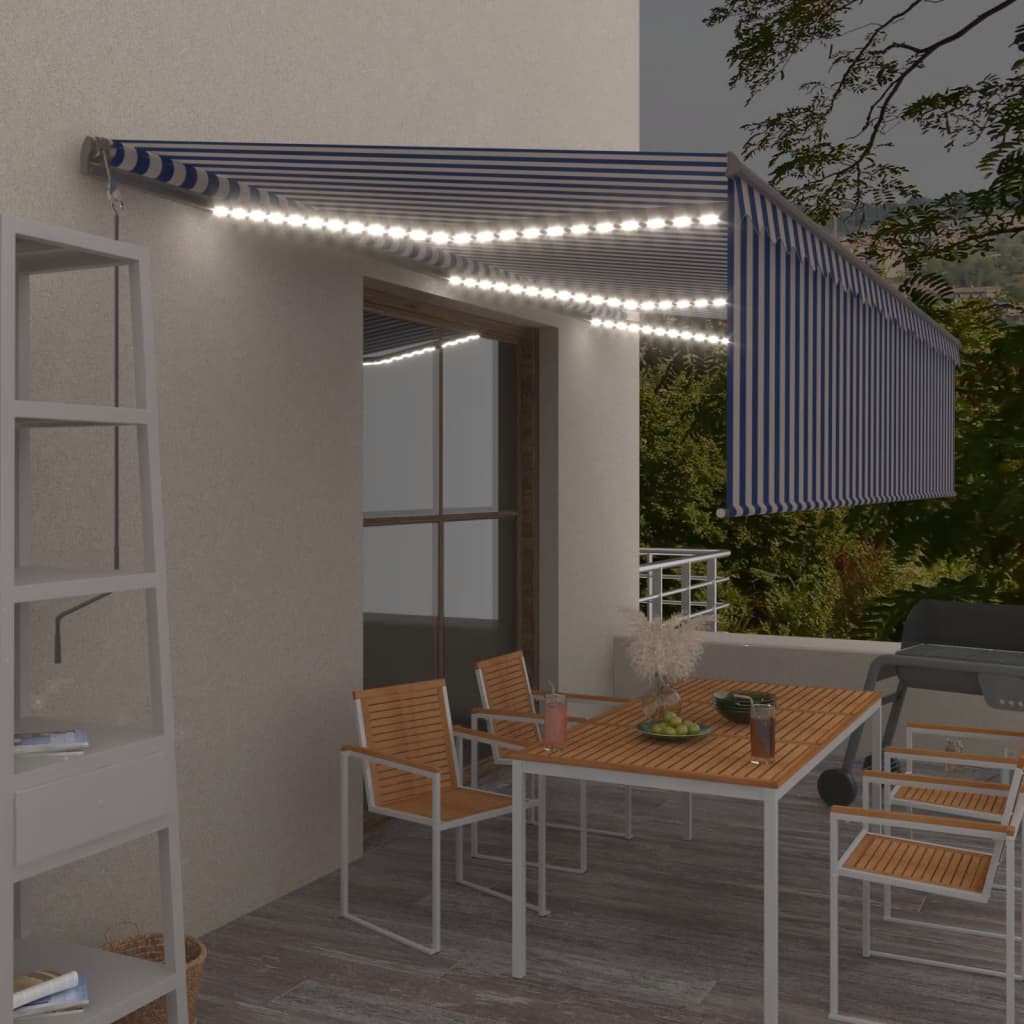 Vidaxl Luifel Sensor de viento de LED ciego de rodillo automático 6x3 cm Blanco Blanco