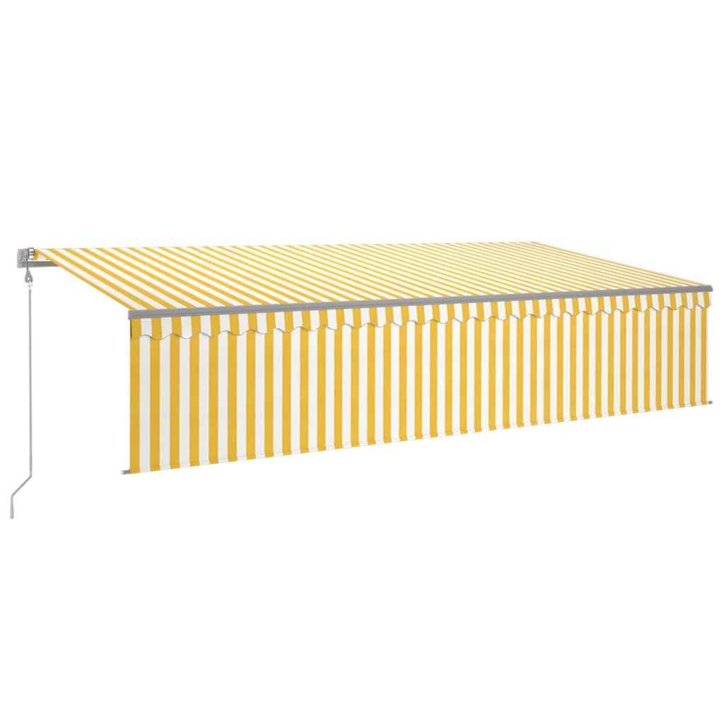 Vidaxl Luifel Sensor de viento de LED ciega de rodillo automático 6x3 cm blanco amarillo