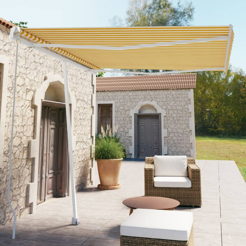 Vidaxl Luifel distaccato manualmente estende 300x250 cm giallo e bianco