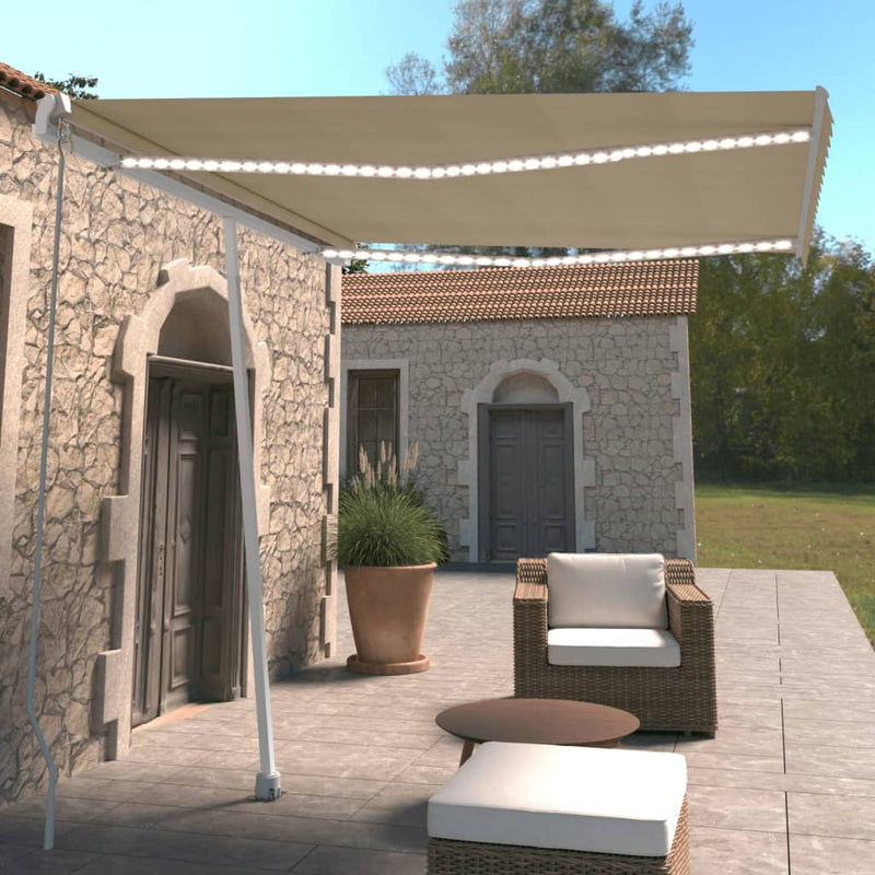 Vidaxl Luifel estendibile manualmente con crema LED 300x250 cm