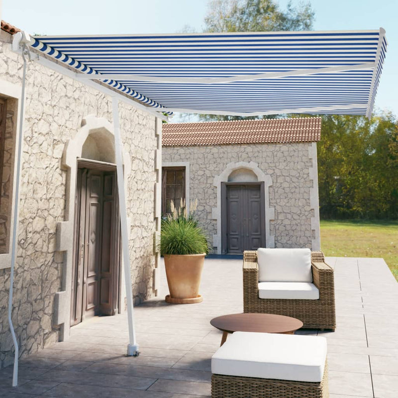 Vidaxl Laifel distaccato manualmente estrarre 350x250 cm blu e bianco