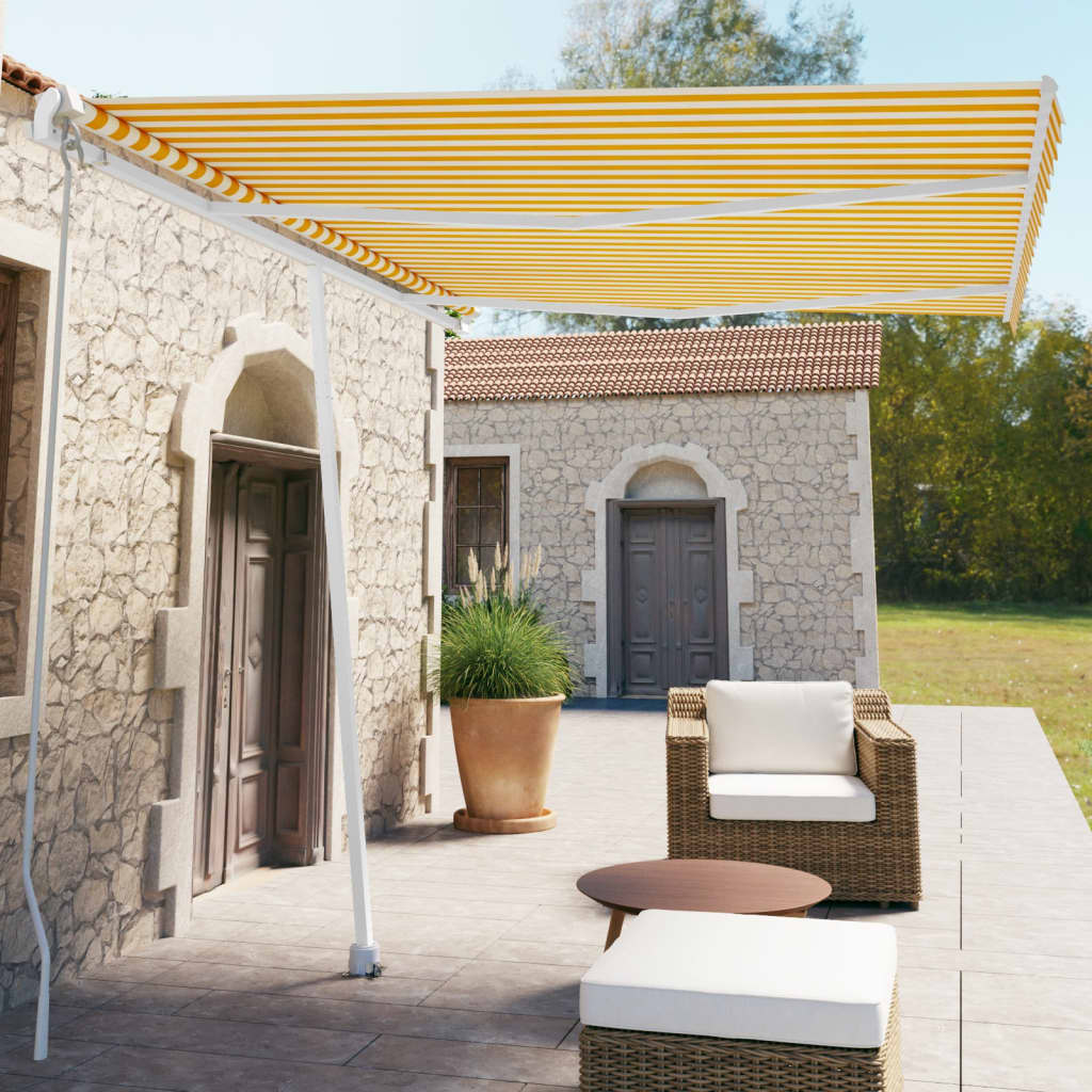 Vidaxl Laifel distaccato manualmente estrarre 350x250 cm giallo e bianco