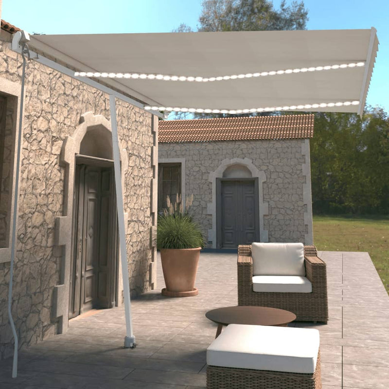 Vidaxl Luifel estendibile manualmente con crema LED 350x250 cm