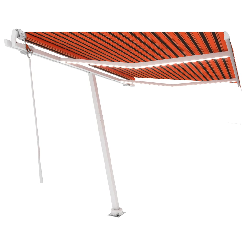 Vidaxl Luifel automatico con sensore di vento a LED 350x250 cm marrone arancione