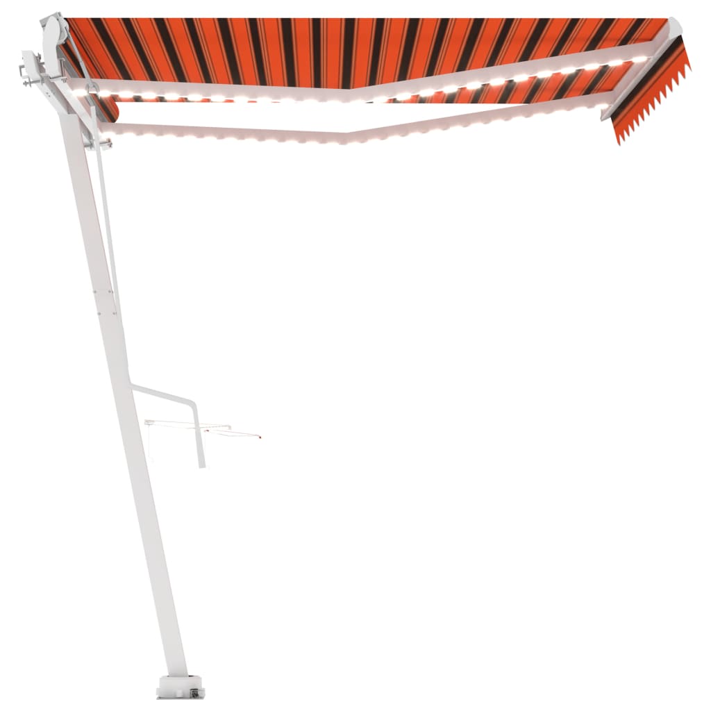 Vidaxl Luifel automatico con sensore di vento a LED 350x250 cm marrone arancione