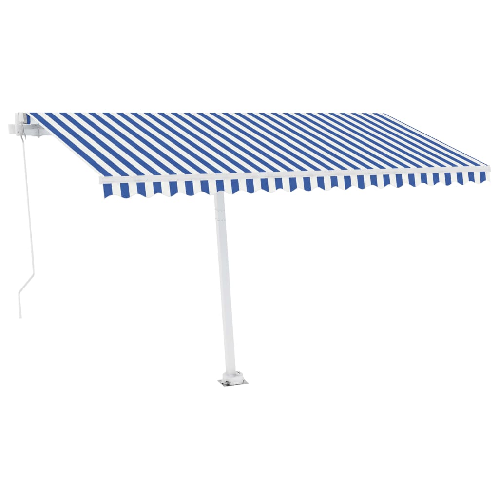 Vidaxl Luifel se puede extender manualmente con LED 400x300 cm azul y blanco
