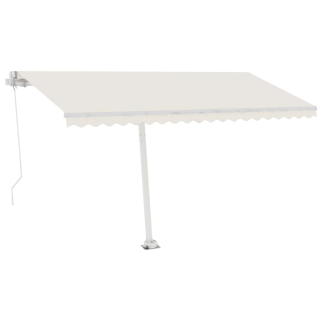 Vidaxl Luifel se puede extender manualmente con LED 400x300 CM Cream -Colored
