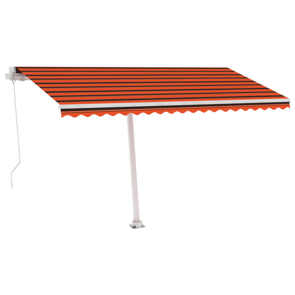 Vidaxl Luifel estendibile manualmente con arancione 400x300 cm a LED e marrone