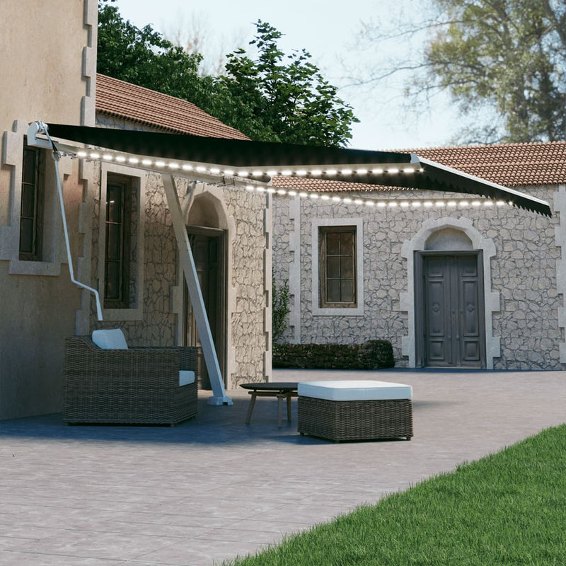 Vidaxl Luifel automatico con LED e sensore del vento 400x300 cm Antracite