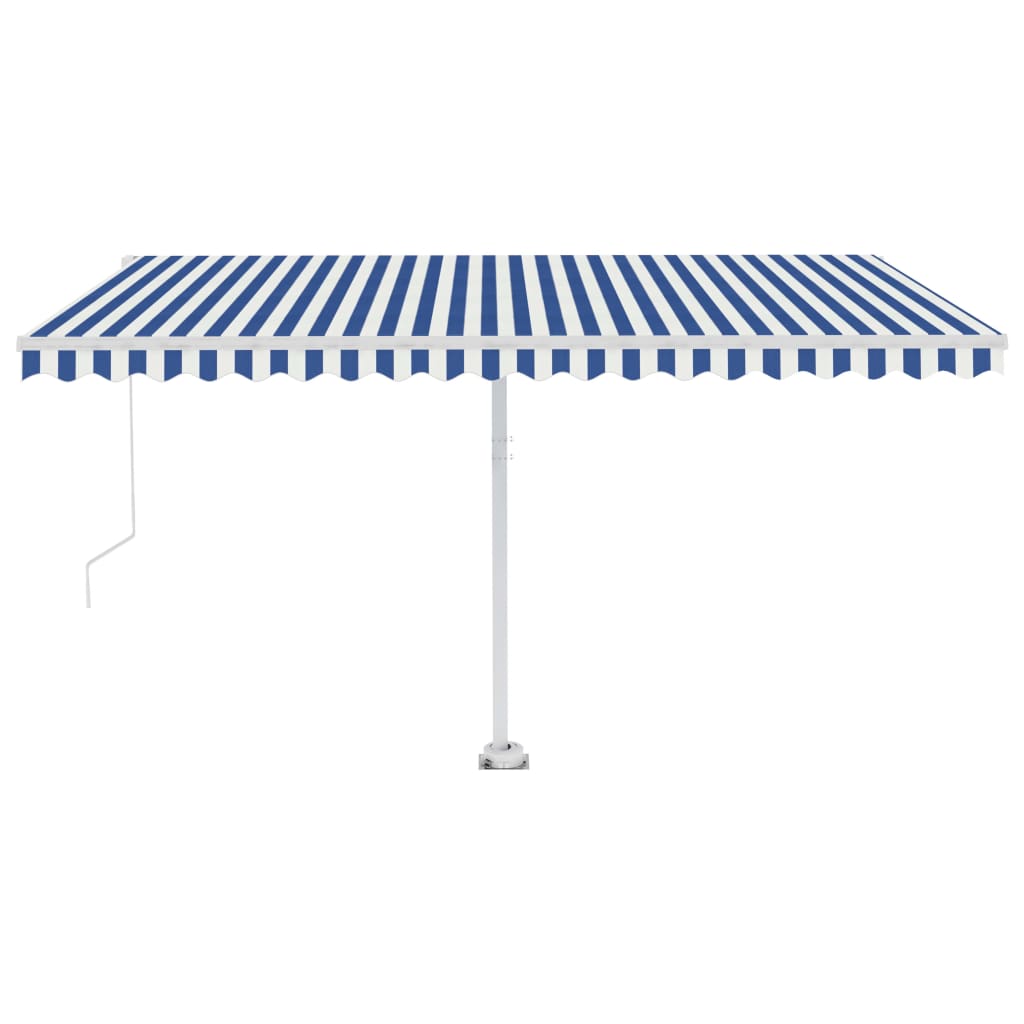 Vidaxl Luifel estendibile manualmente con LED 450x300 cm blu e bianco