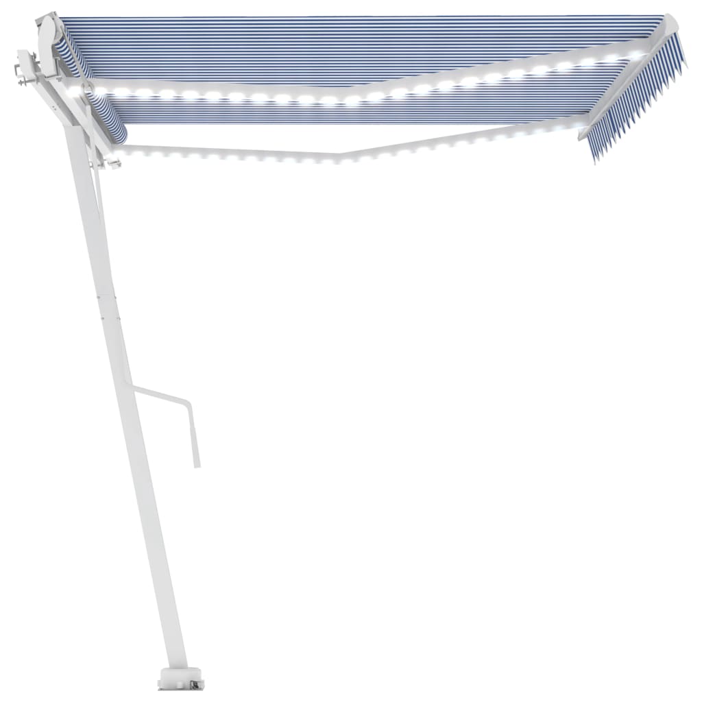 Vidaxl Luifel automático con sensor de LED y viento 450x300 cm Blanco azul
