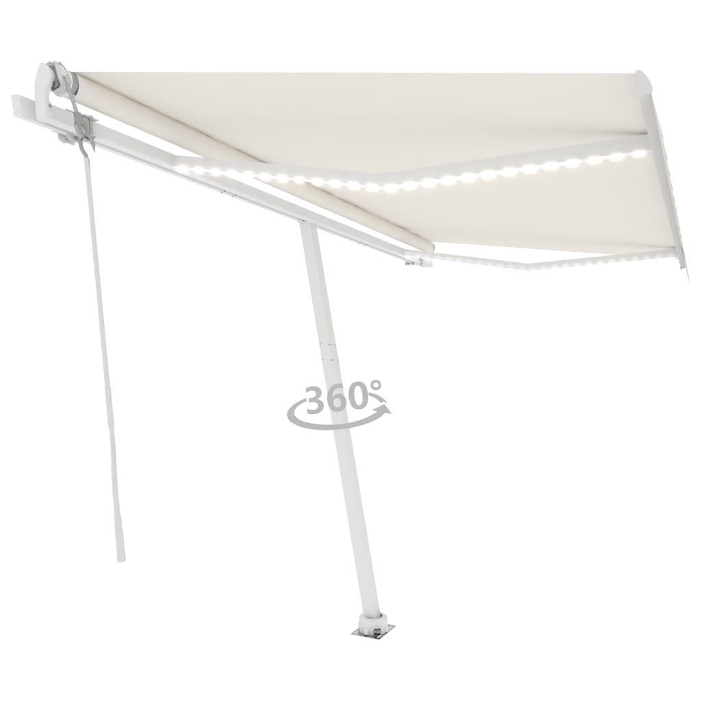 Vidaxl Luifel Automático con Color de crema LED y Sensor de viento de 450x300 cm