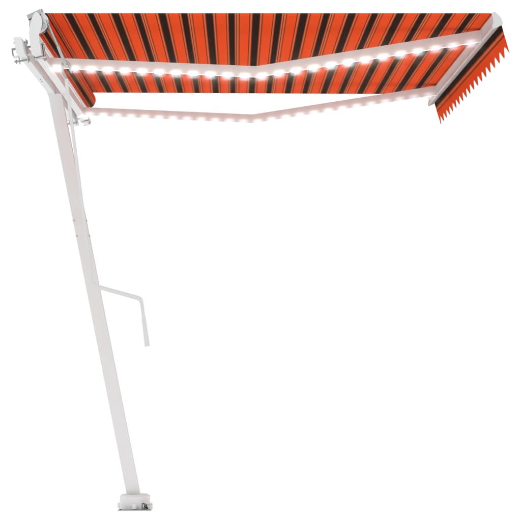 Vidaxl Luifel automático con sensor de viento LED 450x300 cm de color naranja