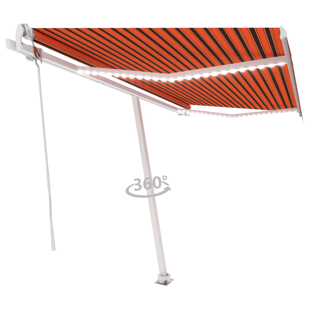 Vidaxl Luifel automático con sensor de viento LED 450x300 cm de color naranja