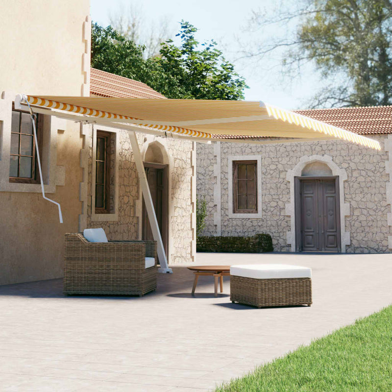 Vidaxl Luifel distaccato manualmente estende 500x300 cm giallo e bianco