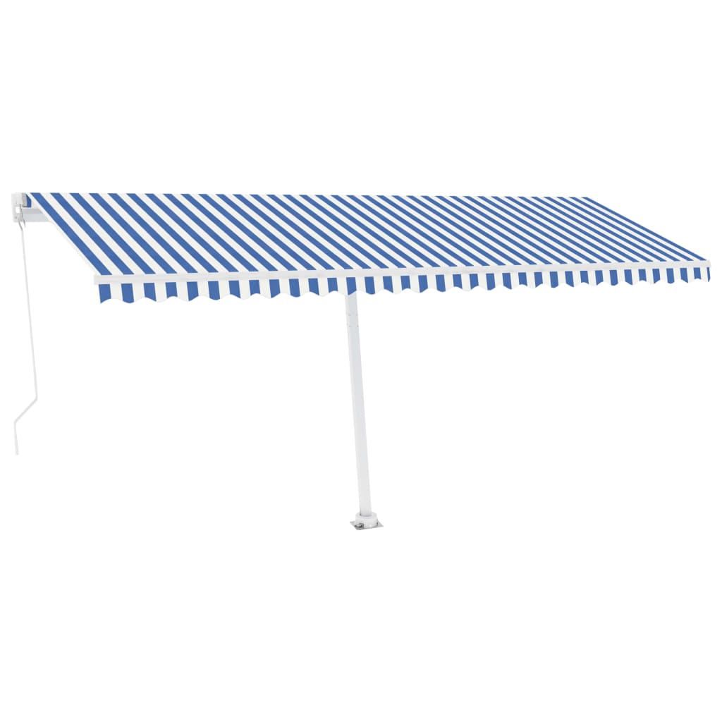 Vidaxl Luifel estendibile manualmente con LED 500x300 cm blu e bianco