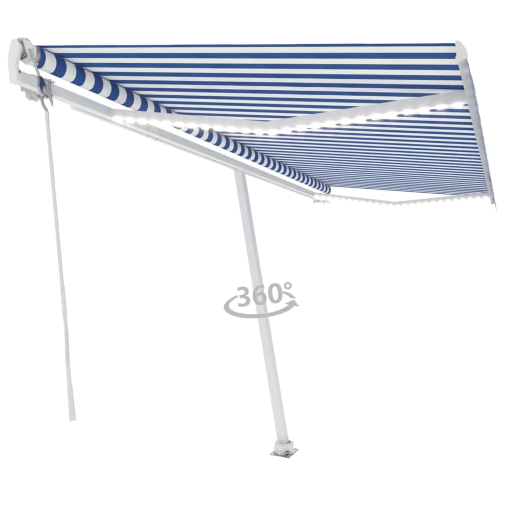 Vidaxl Luifel automatico con LED e sensore del vento 500x300 cm Bianco