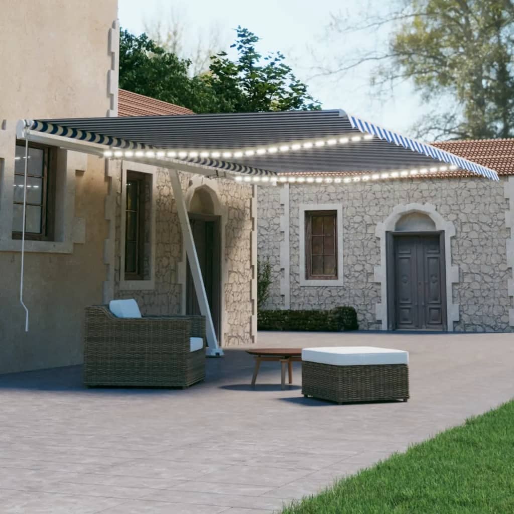 Vidaxl Luifel automatico con LED e sensore del vento 500x300 cm Bianco