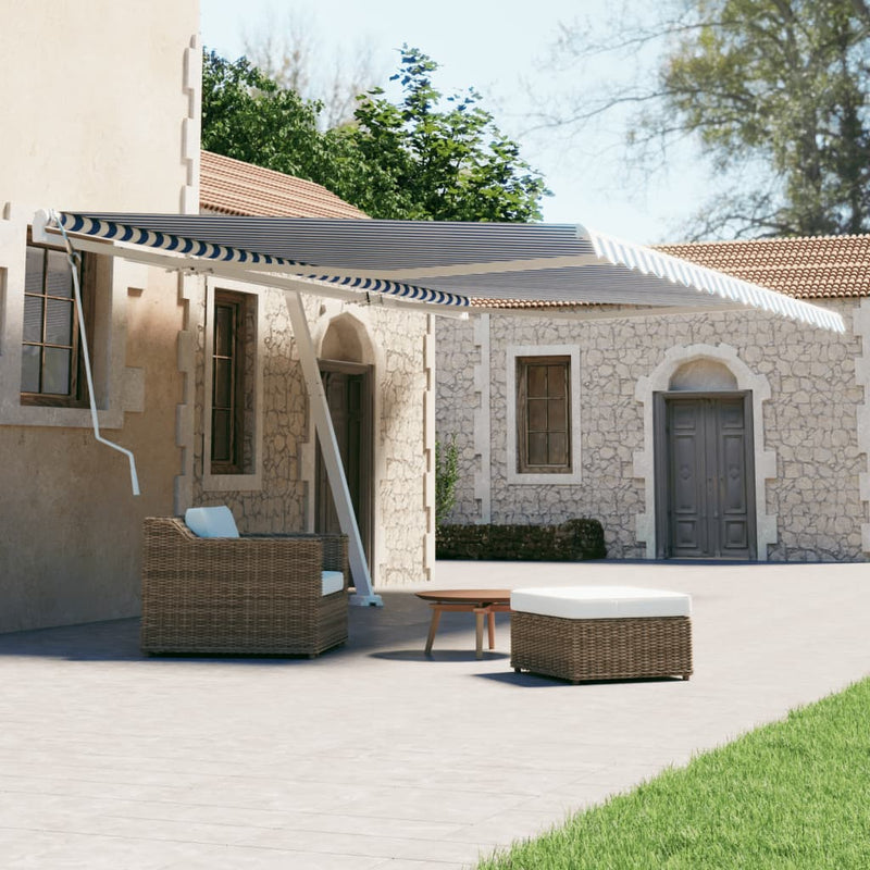 Vidaxl Luifel distaccato manualmente si estende 600x300 cm blu e bianco
