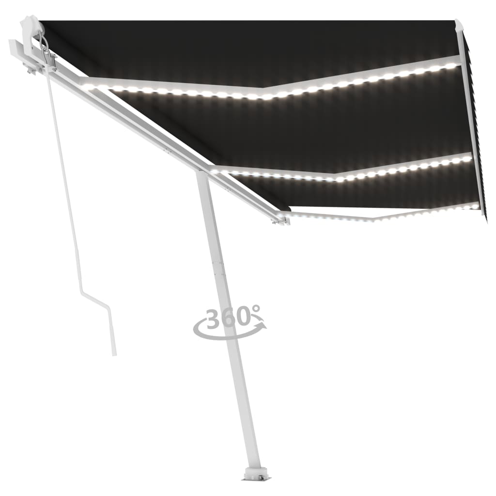 Vidaxl Luifel estendibile manualmente con il colore antracite LED 600x300 cm