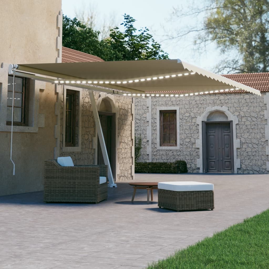 Vidaxl Luifel Automático con Color de crema LED y Sensor de viento de 600x300 cm