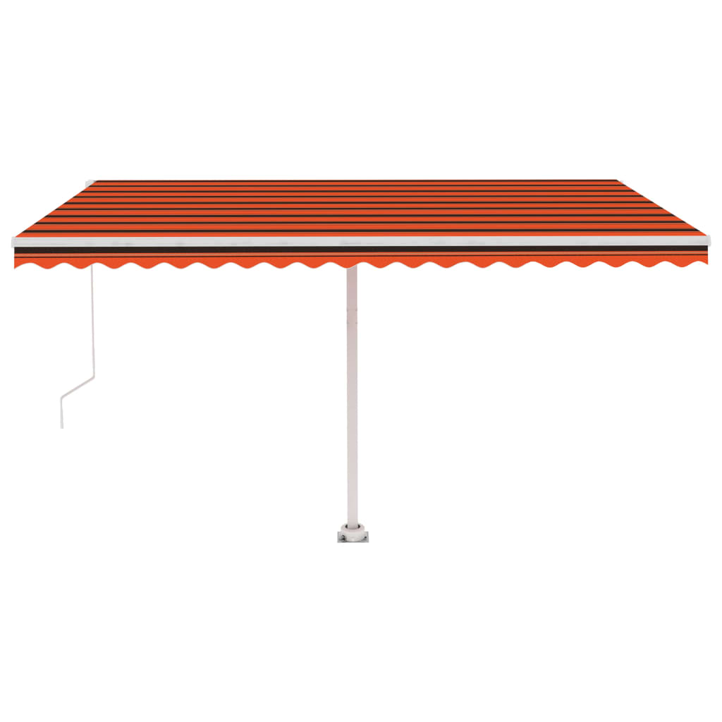 Vidaxl Luifel estendibile manualmente con arancione 400x350 cm a LED e marrone