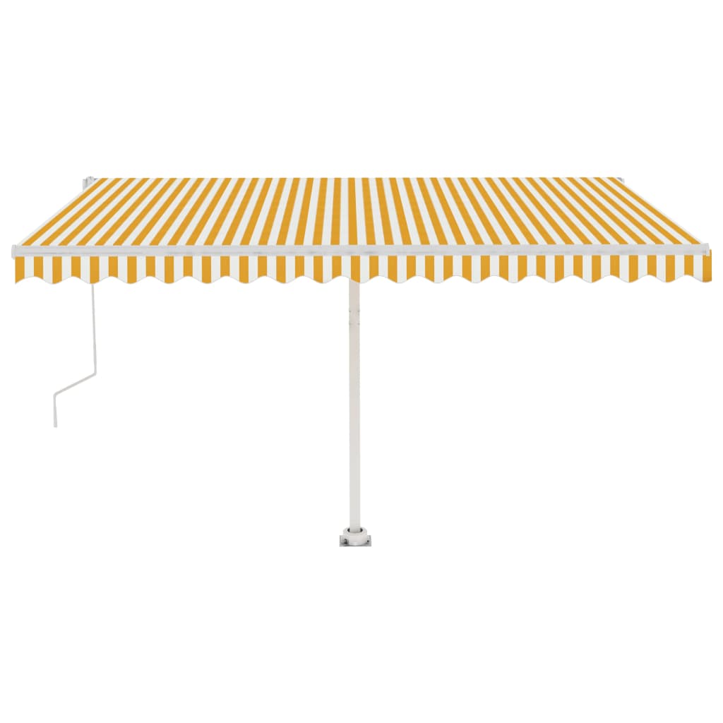 VidaXL Luifel automatisch met LED en windsensor 400x350 cm geel en wit