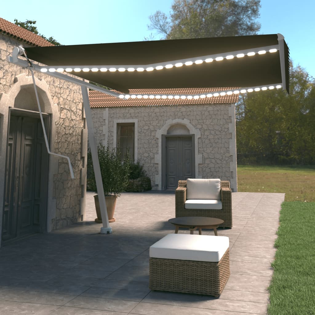 Vidaxl Luifel automatico con LED e sensore del vento 400x350 cm Antracite