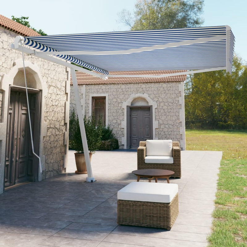 Vidaxl Laifel distaccato manualmente estrarre 450x350 cm blu e bianco