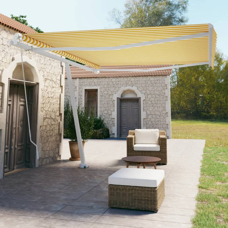Vidaxl Laifel distaccato manualmente estende 450x350 cm giallo e bianco