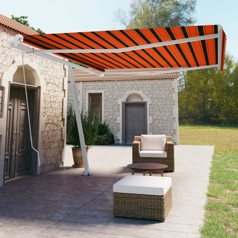 Vidaxl Luifel distaccato manualmente estende 450x350 cm arancione marrone