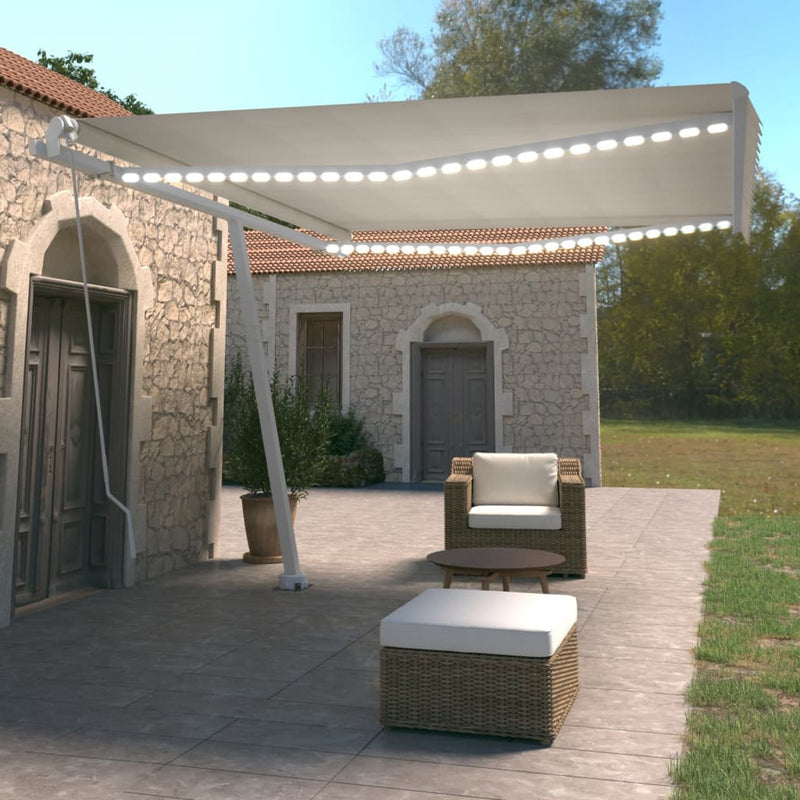 Vidaxl Luifel estendibile manualmente con crema LED 450x350 cm