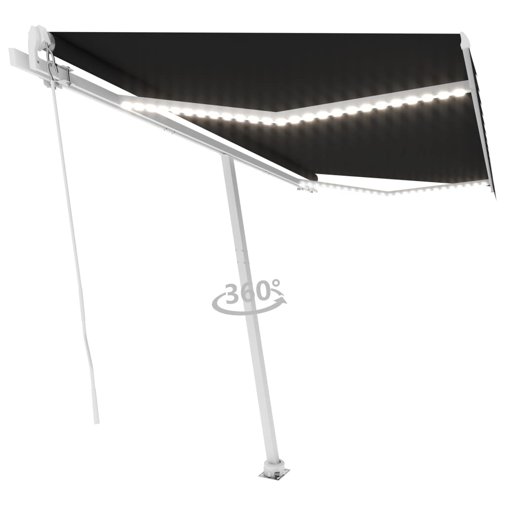 Vidaxl Luifel estendibile manualmente con il colore antracite a LED 450x350 cm