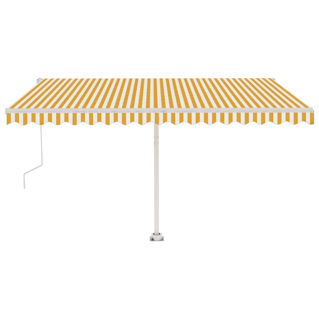Vidaxl Luifel automatico con LED e sensore del vento 450x350 cm bianco giallo