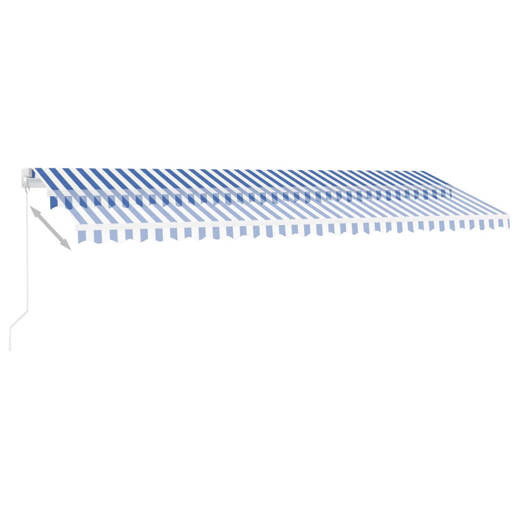 Vidaxl Luifel estendibile manualmente con LED 500x350 cm blu e bianco