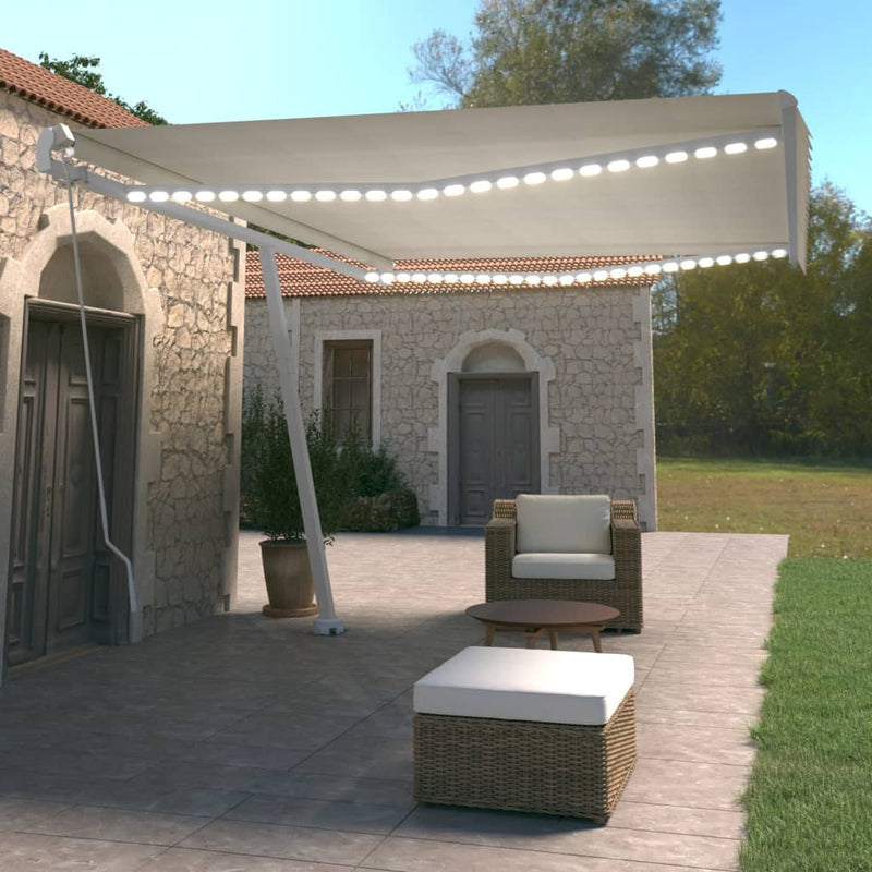 Vidaxl Luifel estendibile manualmente con crema LED 500x350 cm