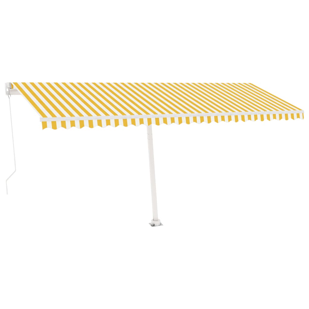 Vidaxl Luifel se puede extender manualmente con LED 500x350 cm amarillo y blanco