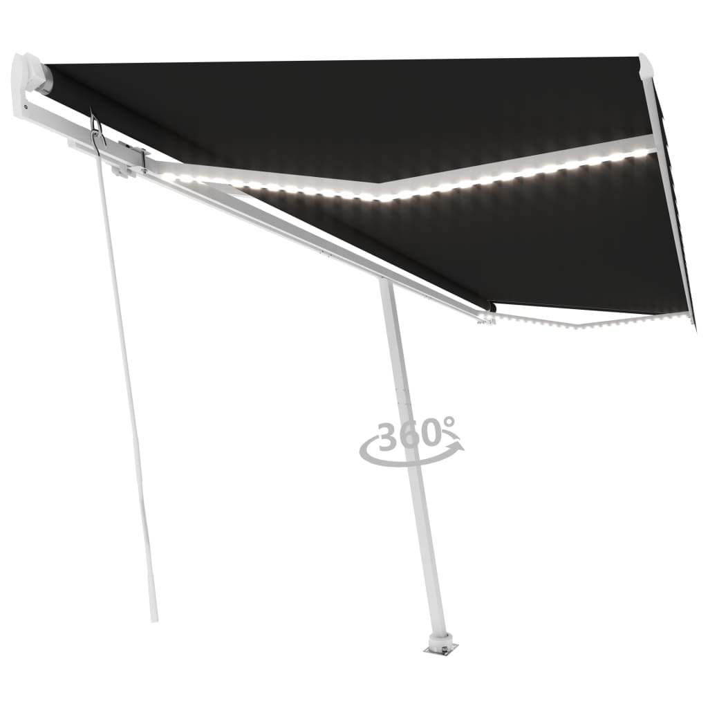 Vidaxl Luifel se puede extender manualmente con color antracita LED 500x350 cm