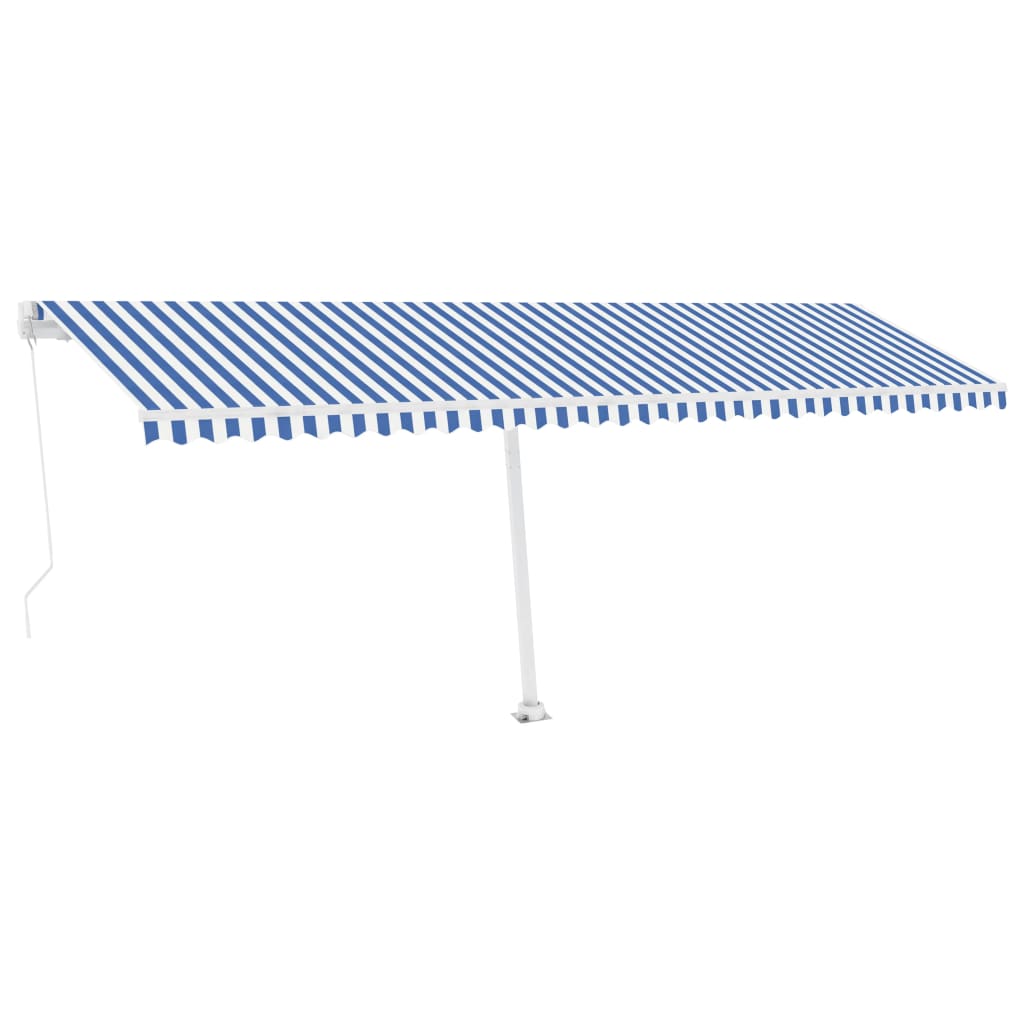 Vidaxl Luifel se puede extender manualmente con LED 600x350 cm azul y blanco